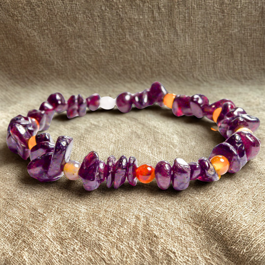 Pulsera Granate Chip Ojo de Tigre