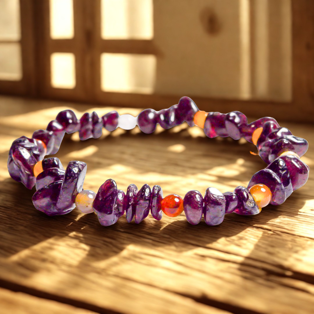 Pulsera Granate Chip Ojo de Tigre