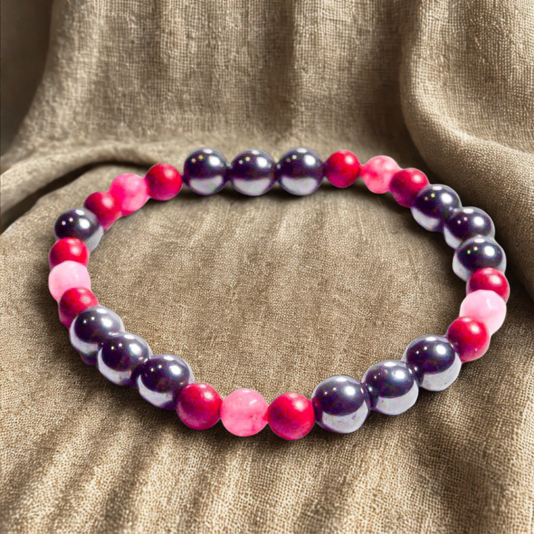 Pulseras Acerina Natural Con Coral Cuarzo Rosa