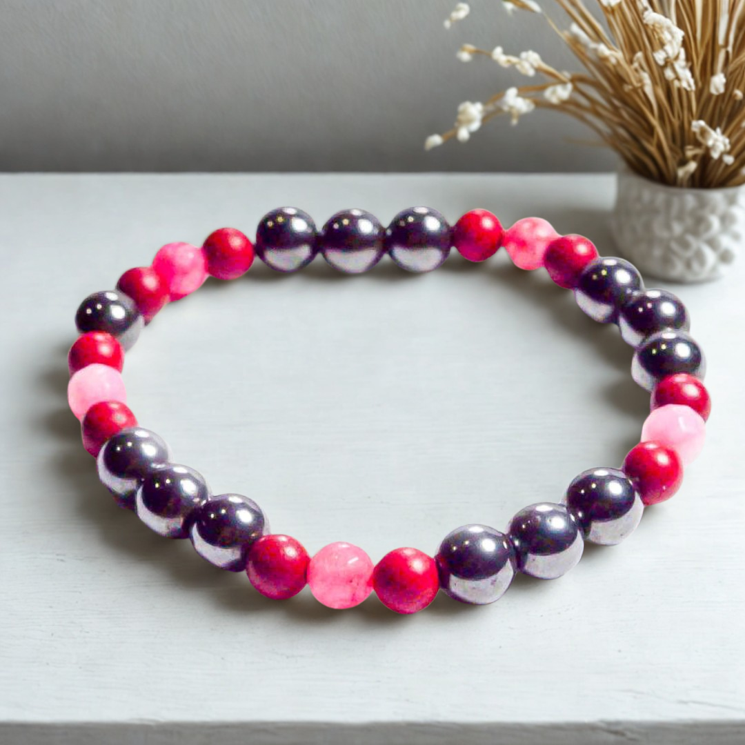 Pulseras Acerina Natural Con Coral Cuarzo Rosa