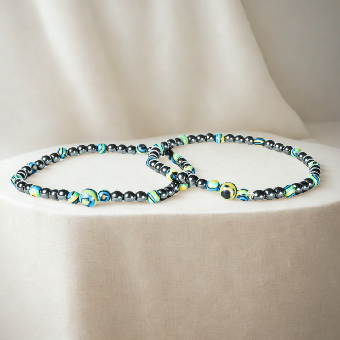 Pulseras Malaquita Acerina (2 piezas)