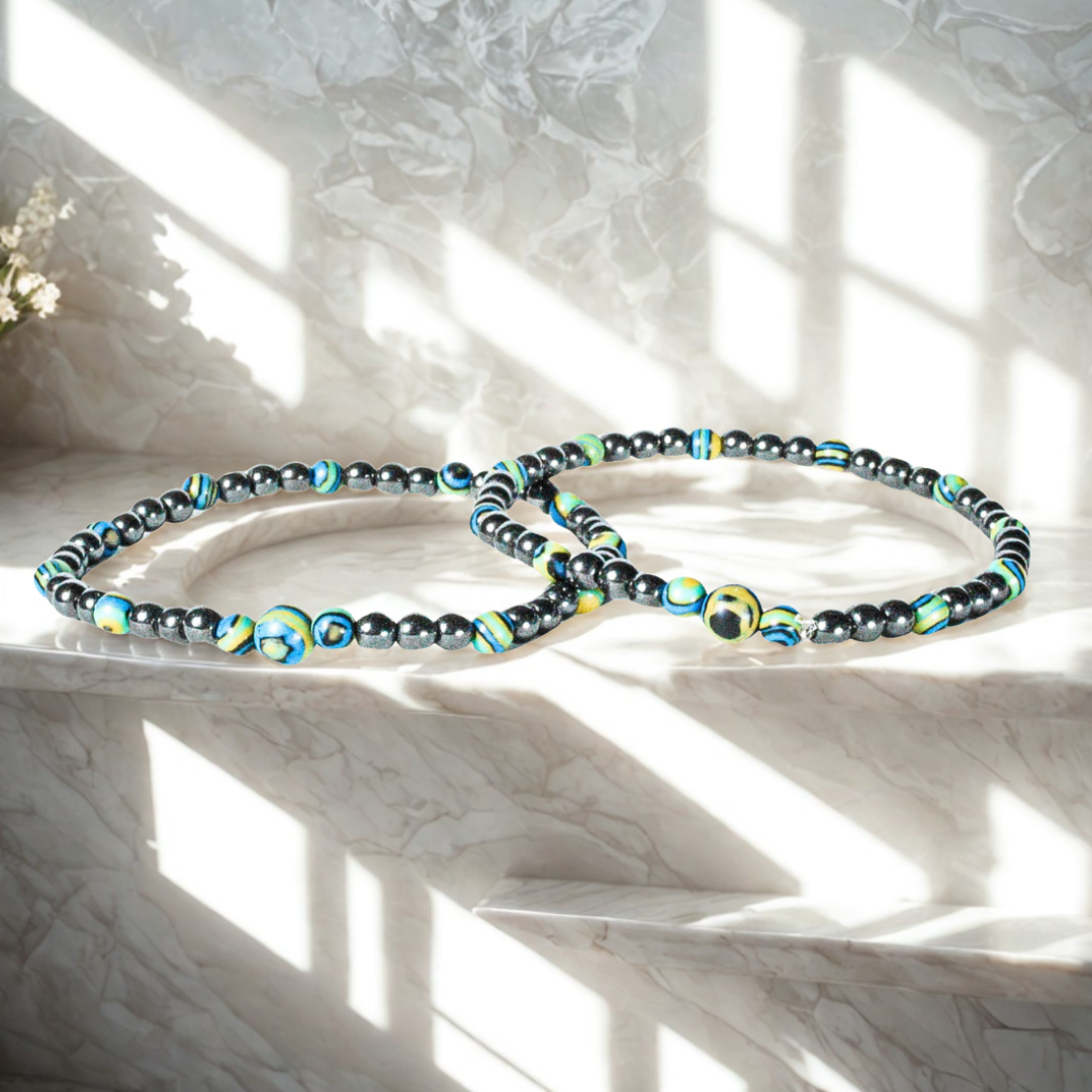 Pulseras Malaquita Acerina (2 piezas)