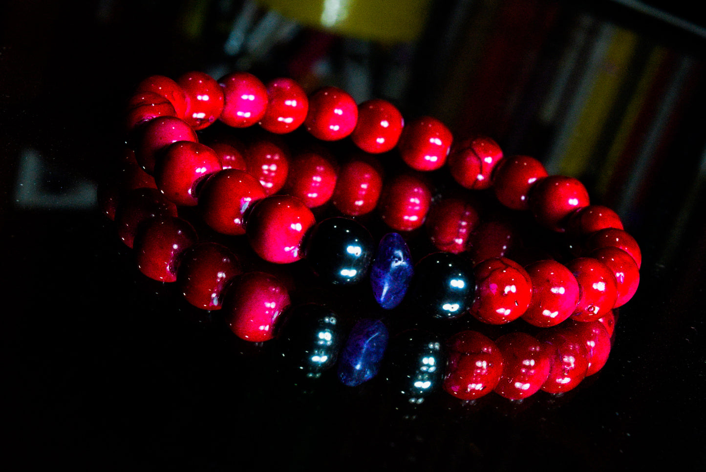 Pulsera Roja Estilo Coral Con Amatista y Acerina