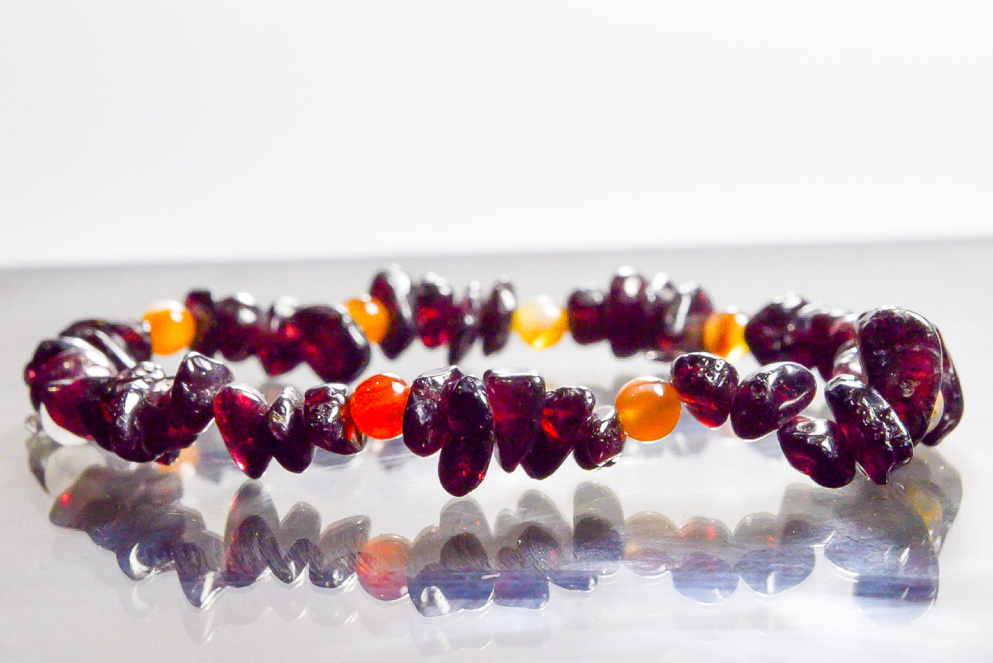 Pulsera Granate Chip Ojo de Tigre