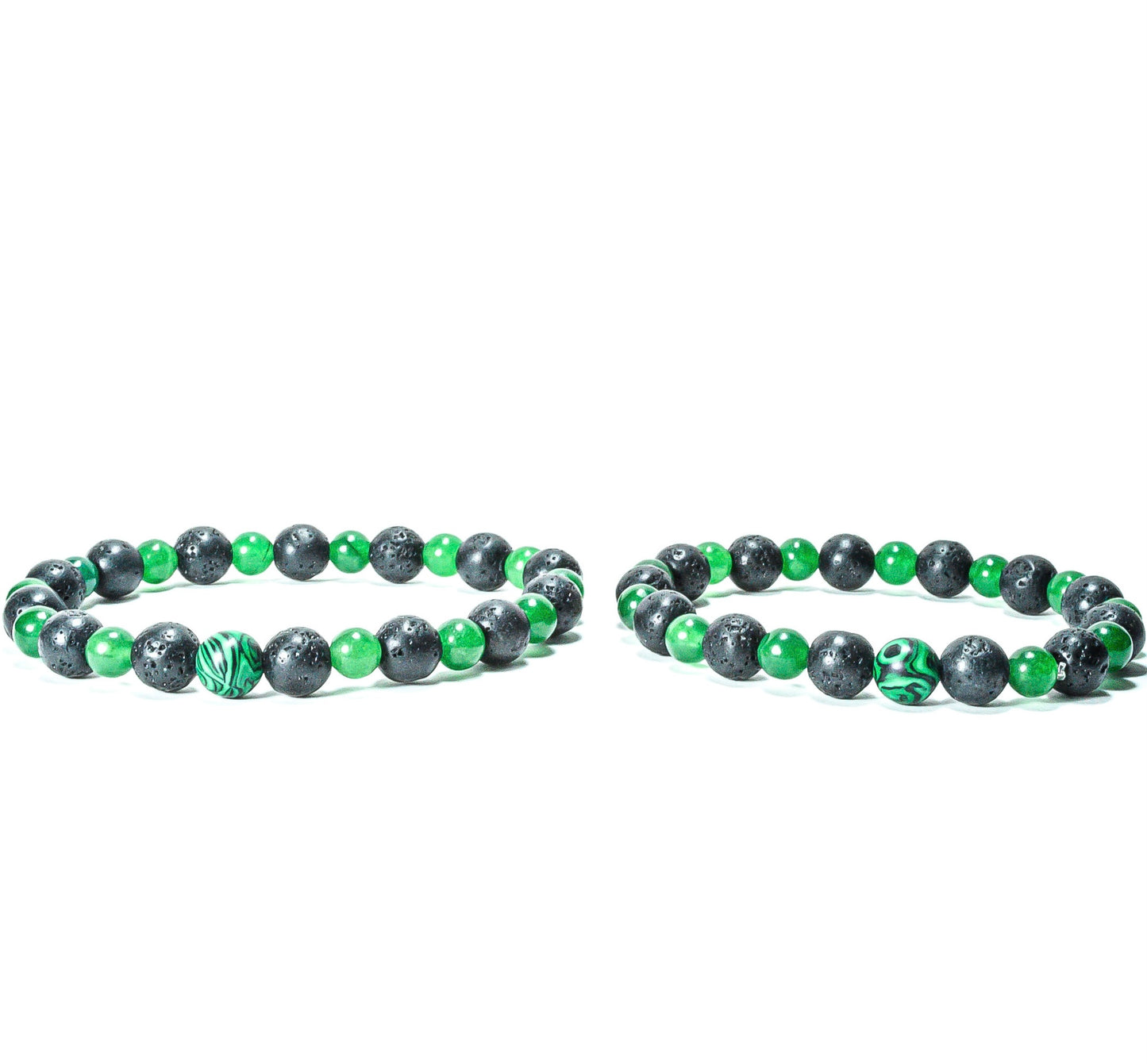 Pulsera Jadeita Piedra Volcanica (2 piezas)