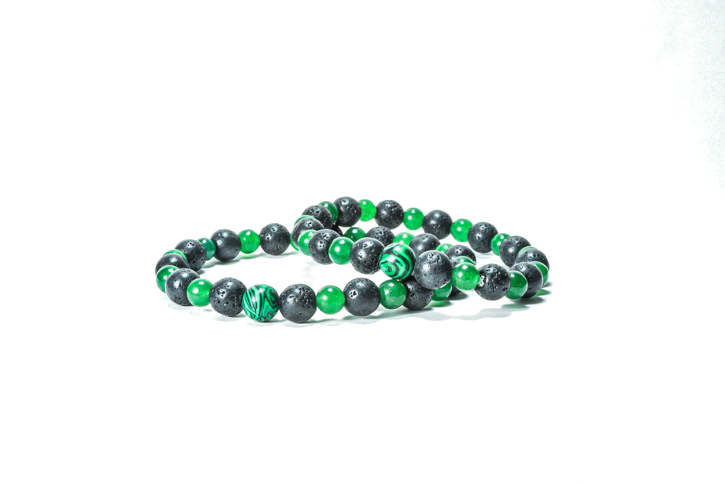 Pulsera Jadeita Piedra Volcanica (2 piezas)