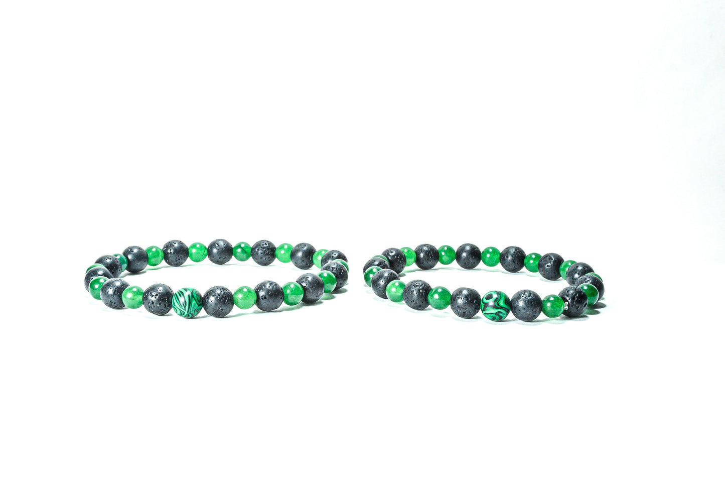 Pulsera Jadeita Piedra Volcanica (2 piezas)