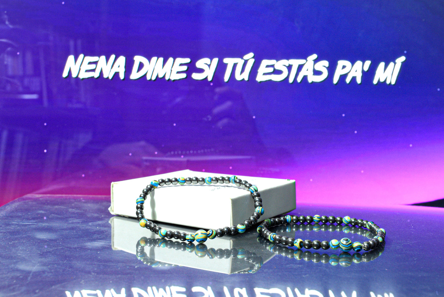 Pulseras Malaquita Acerina (2 piezas)