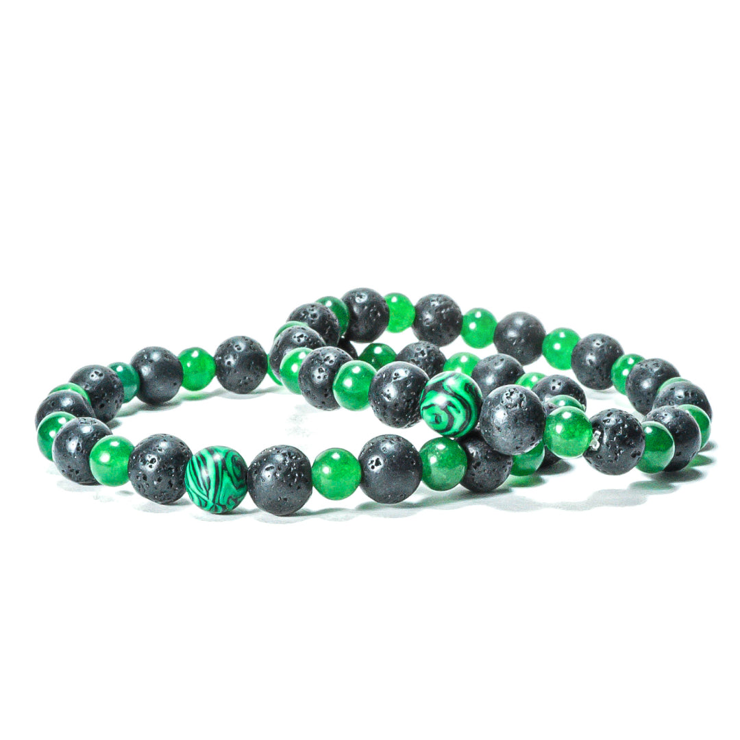Pulsera Jadeita Piedra Volcanica (2 piezas)