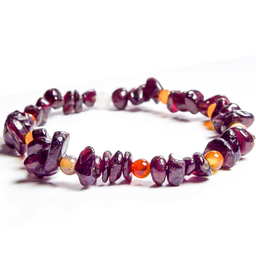Pulsera Granate Chip Ojo de Tigre