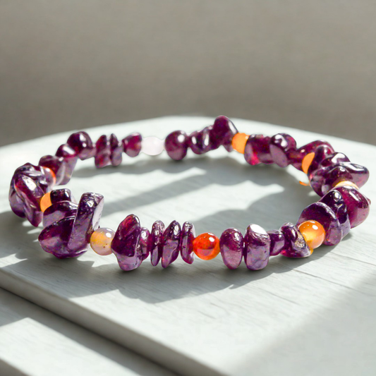 Pulsera Granate Chip Ojo de Tigre