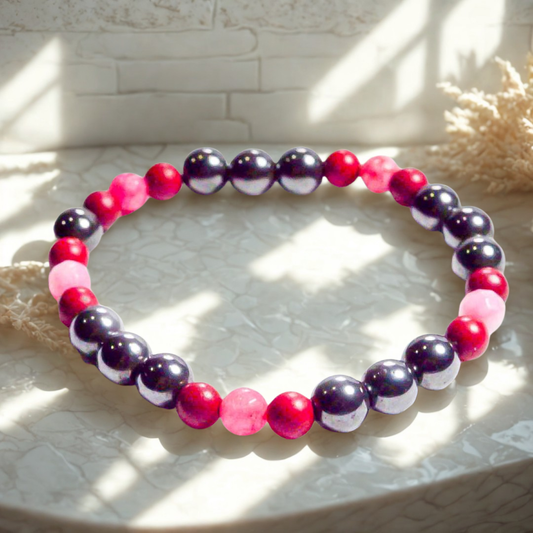Pulseras Acerina Natural Con Coral Cuarzo Rosa