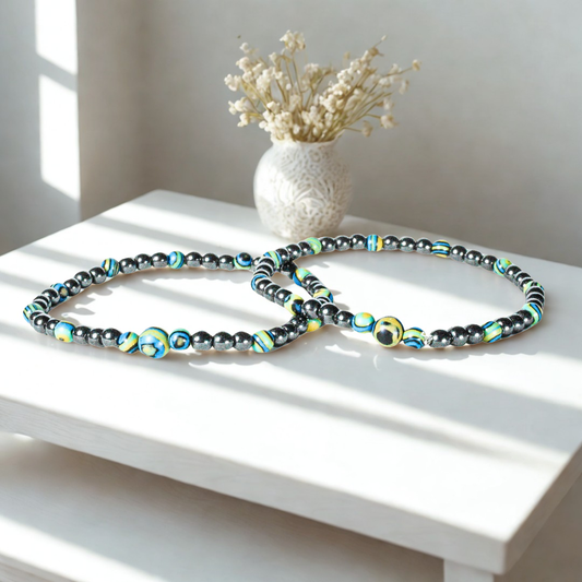Pulseras Malaquita Acerina (2 piezas)