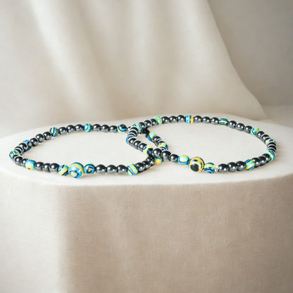 Pulseras Malaquita Acerina (2 piezas)
