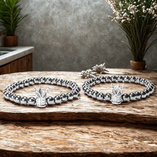 Pulseras Acerina Natural Coronas (Dos piezas)