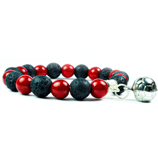 Pulsera Futbol Piedra Volcanica