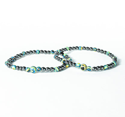 Pulseras Malaquita Acerina (2 piezas)